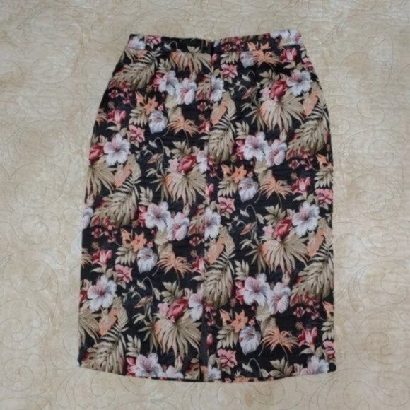Anthropologie Isla Maude Tropical Floral Jacquard Pencil Skirt M - Picture 4 of 13